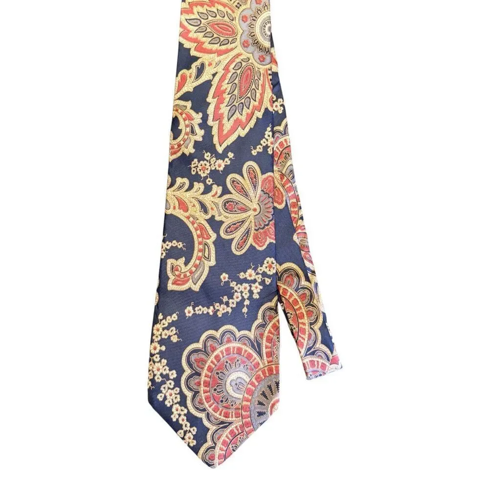 Courchevel Vintage Men's 100% Silk Tie Paisley Italian